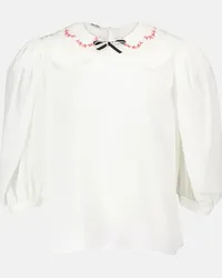 Miu Miu Blusa in seta crêpe de chine Bianco