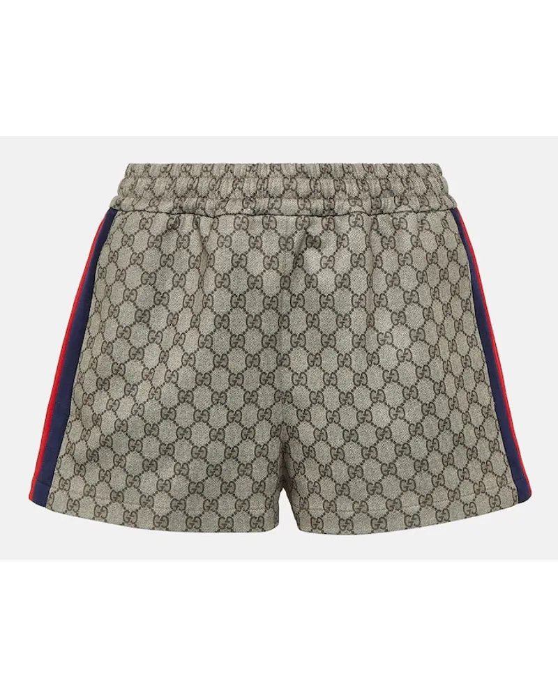 Gucci Shorts Web Stripe in jersey GG Marrone