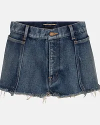 Saint Laurent Shorts di jeans a vita bassa Blu