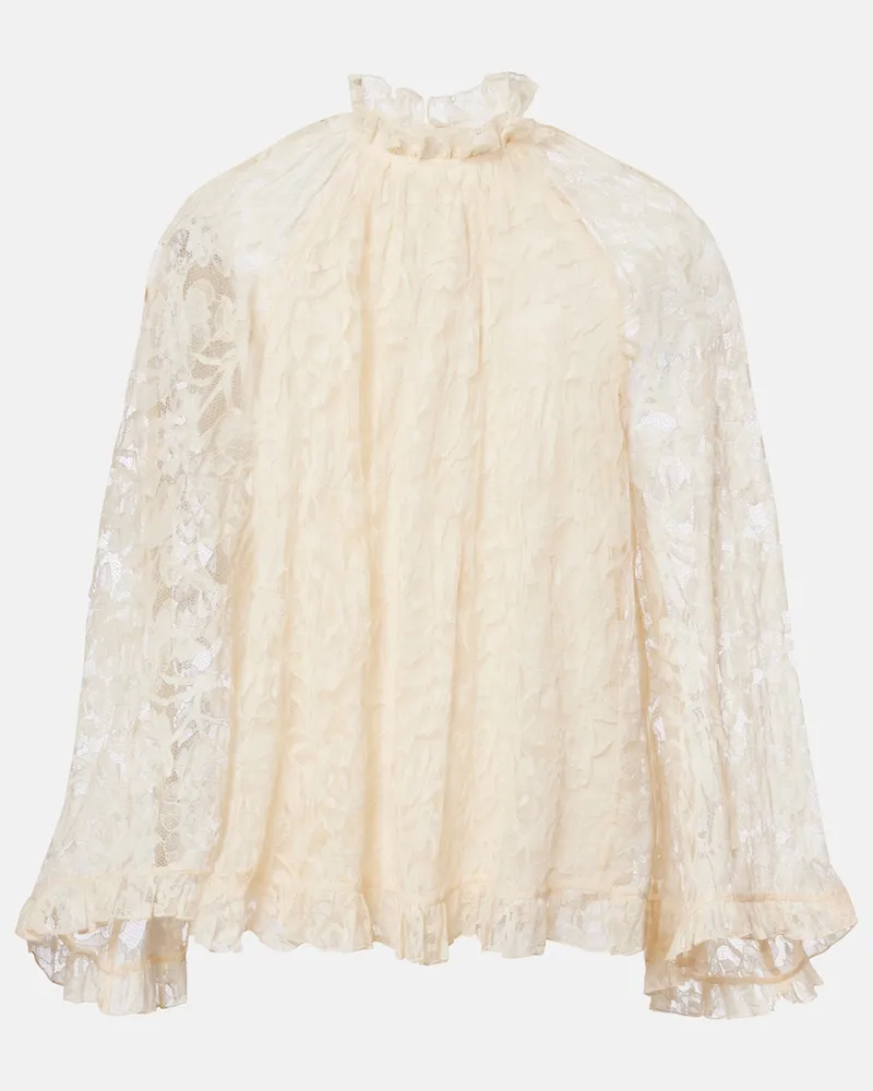 Zimmermann Blusa Carousel in pizzo con volant Bianco