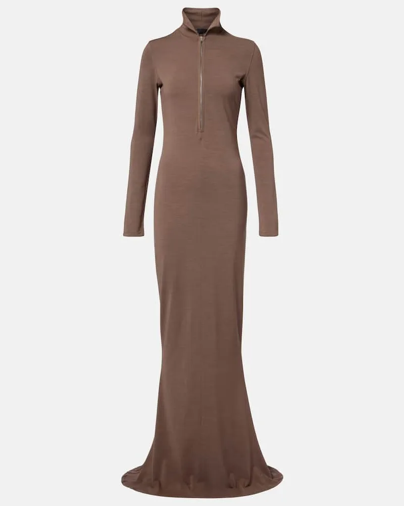 Thierry Mugler Abito lungo in jersey Marrone