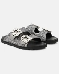 Roger Vivier Sandali Slidy Viv’ con cristalli Argento