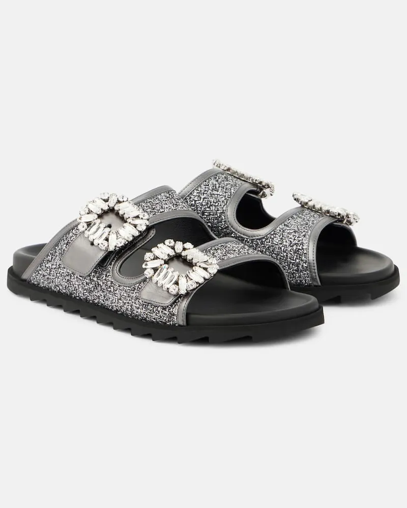 Roger Vivier Sandali Slidy Vivâ con cristalli Argento