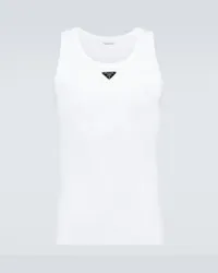 Prada Tank top in cotone con logo Bianco