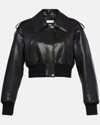 Alexander McQueen Giacca cropped in pelle Nero