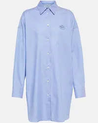 Prada Camicia oversize in cotone con logo Blu