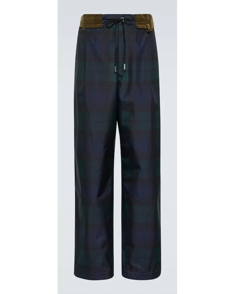 Sacai Pantaloni regular in taffetÃ  a quadri Multicolore