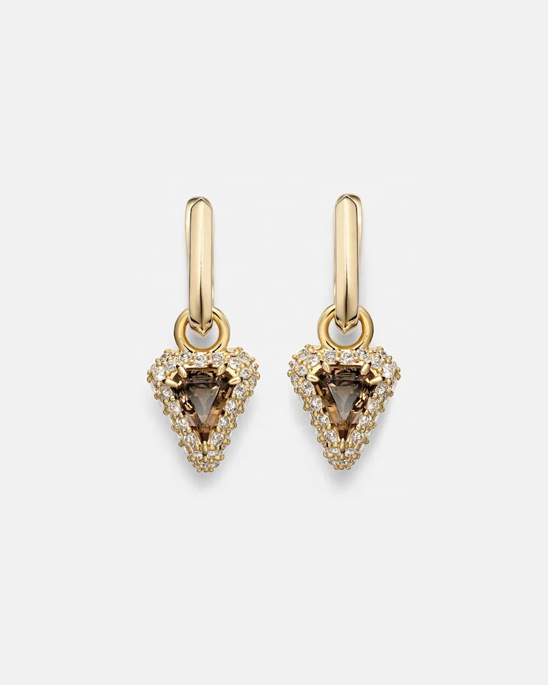 Stone & Strand Orecchini Power in oro 14kt con diamanti e granati Oro
