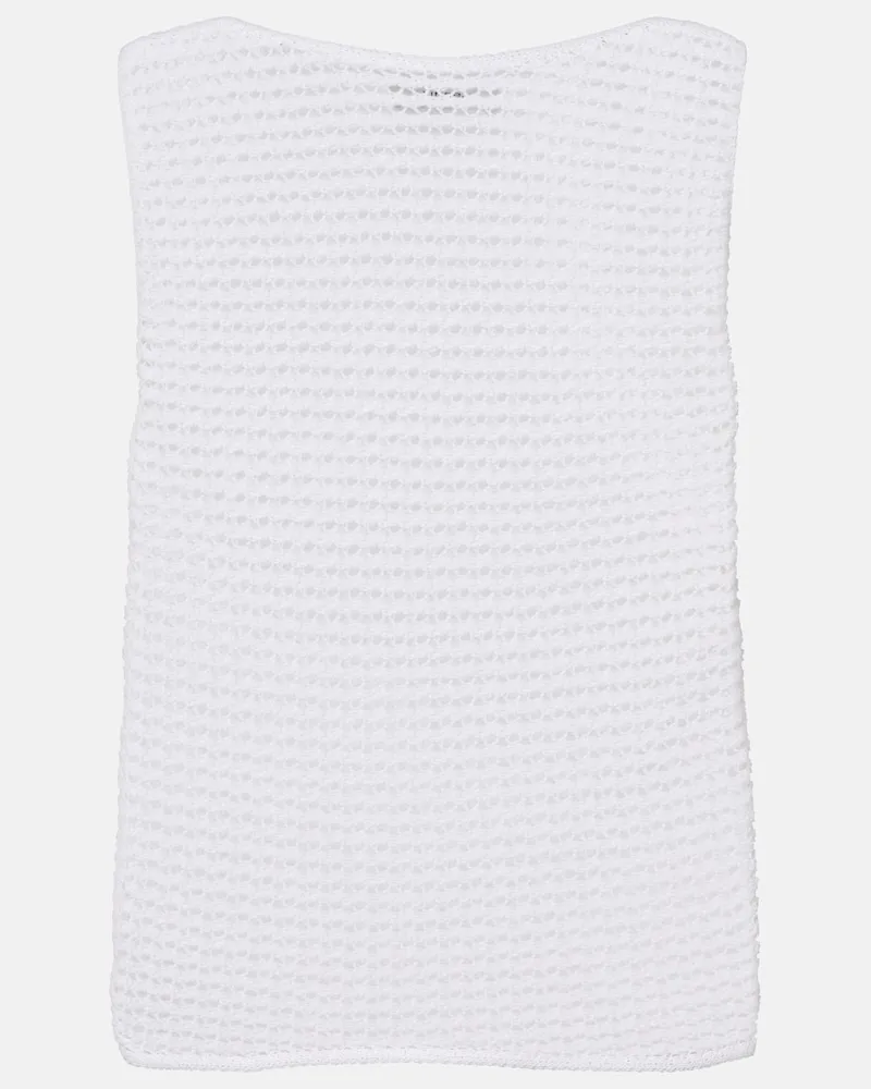 Vince Top in velluto a coste di misto cotone Bianco