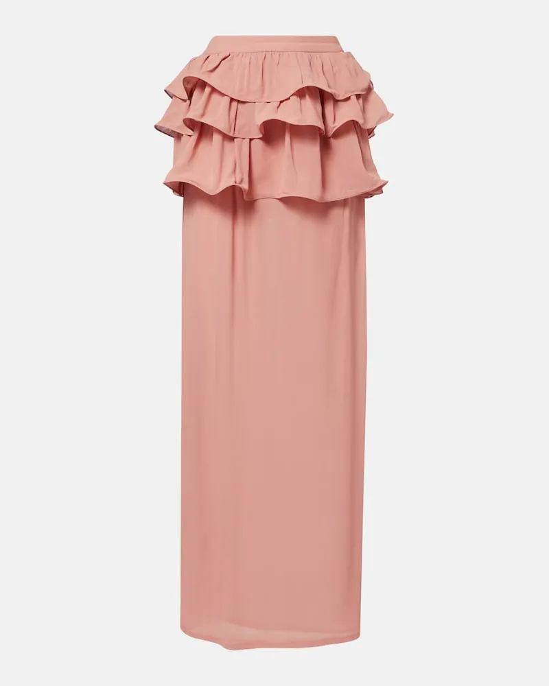 Adriana Degreas Gonna lunga con volant Rosa