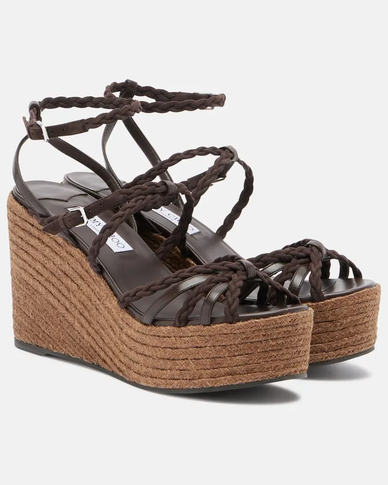 Jimmy Choo Sandali Nyra in pelle con platform Marrone