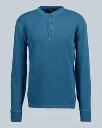 RRL T-shirt Henley a punto waffle Blu