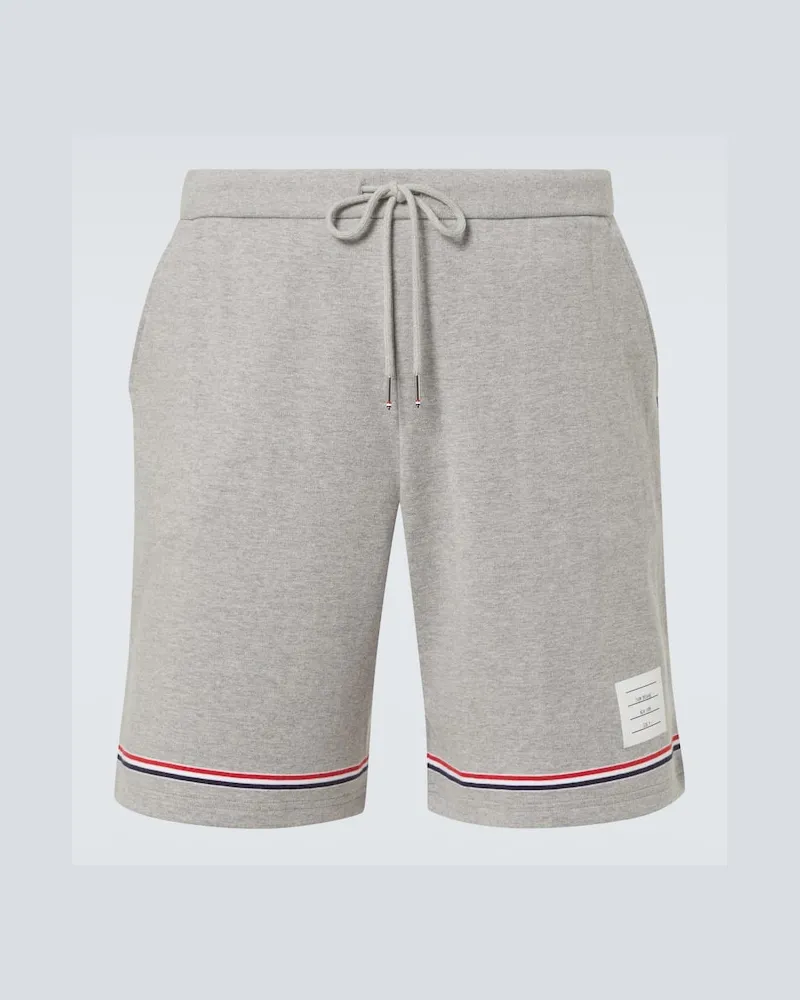 Thom Browne Shorts sportivi in cotone a vita media Grigio