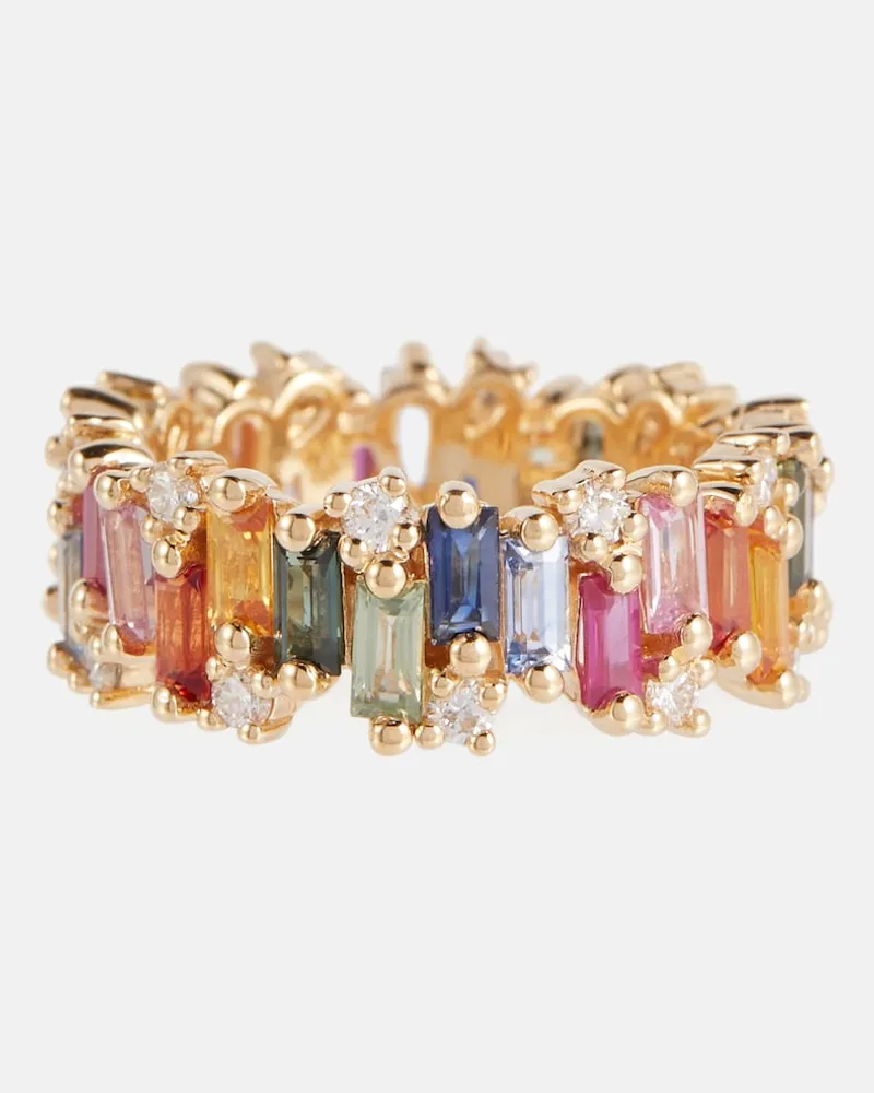 Suzanne Kalan Anello Audrey in oro 18kt con diamanti e zaffiri Multicolore