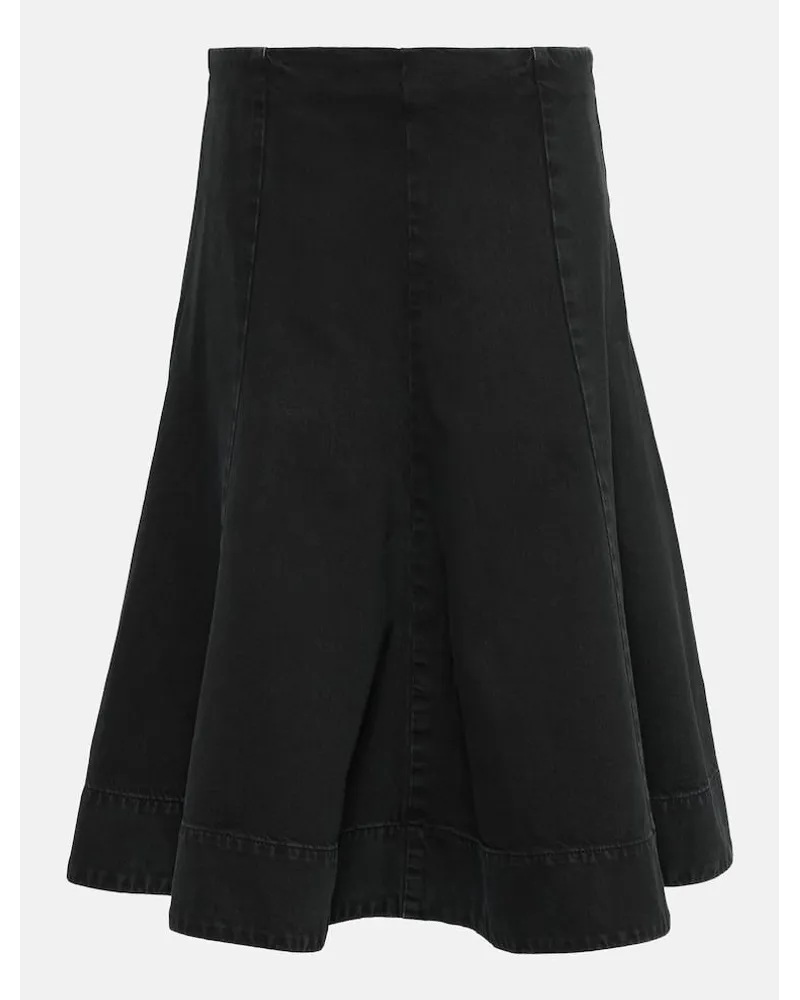 KHAITE Gonna midi di jeans Lennox Nero
