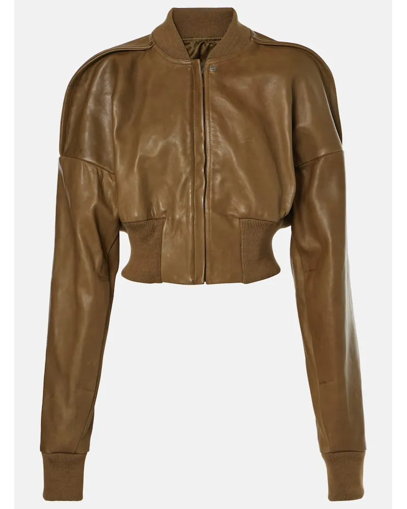 Rick Owens Bomber cropped Flight in pelle Marrone