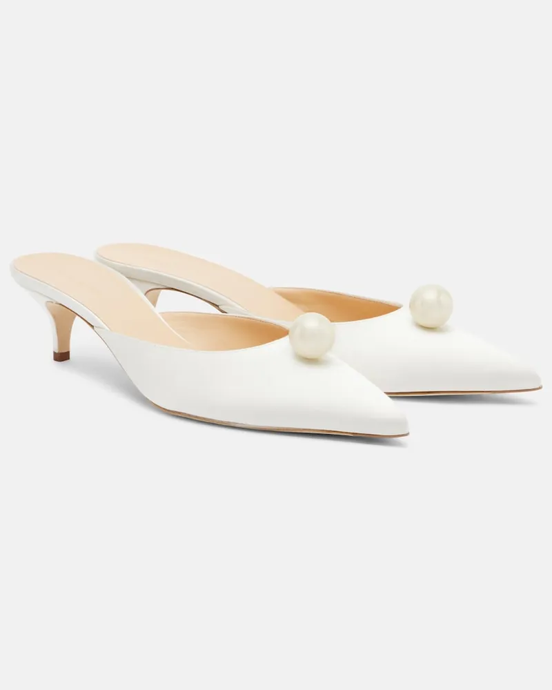 Magda Butrym Mules in raso con perle finte Bianco