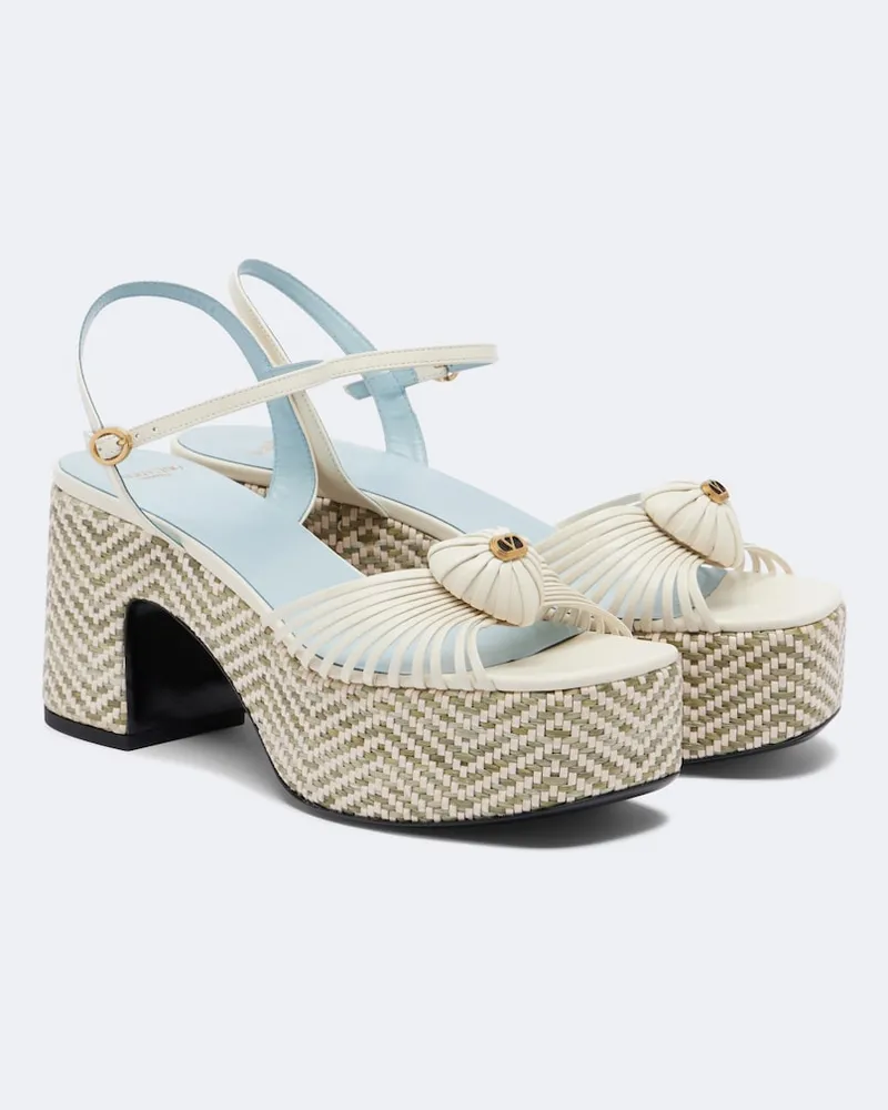Valentino Garavani Sandali Cœur Royal in pelle con plateau Bianco