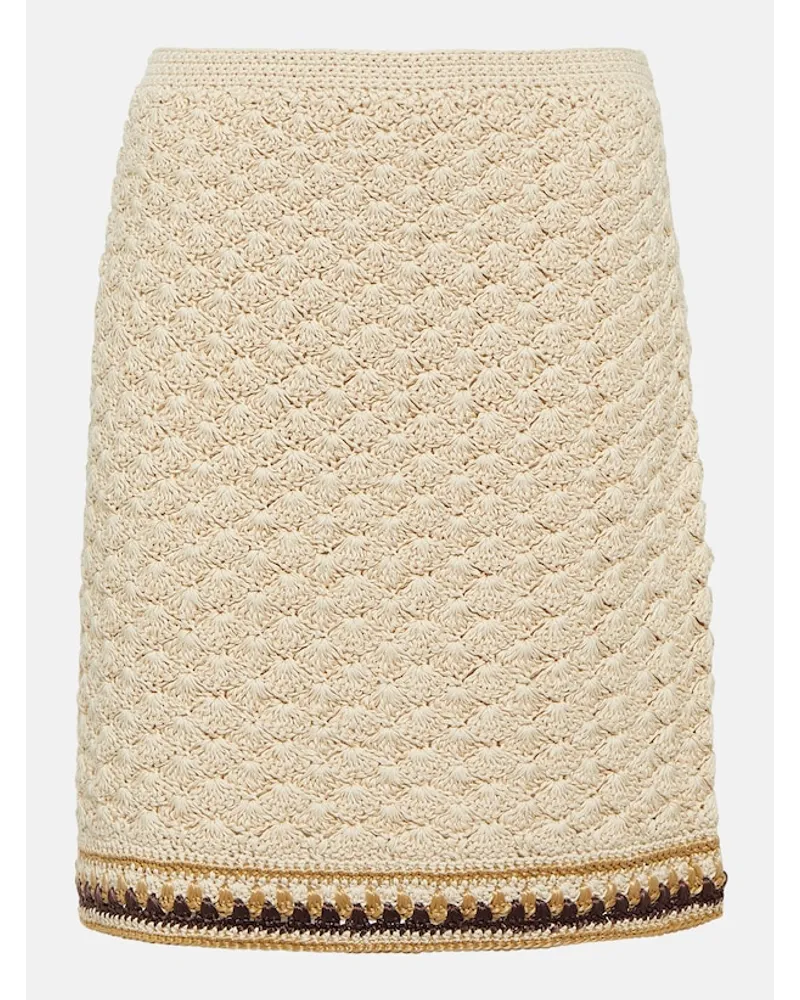 Tory Burch Minigonna in crochet di misto cotone Bianco