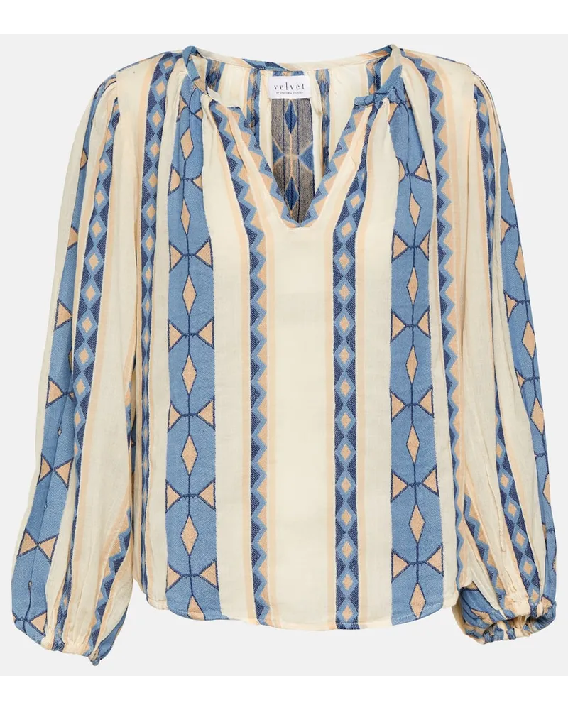 Velvet Blusa in cotone con stampa Bianco