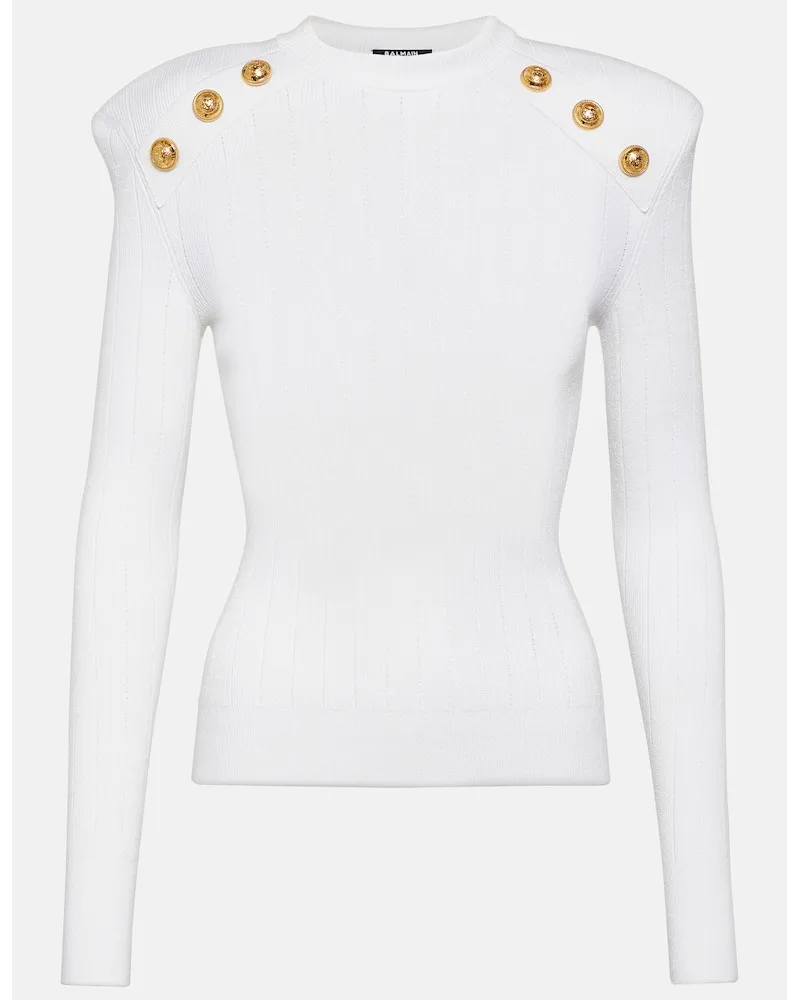 Balmain Pullover in maglia con decorazione Bianco