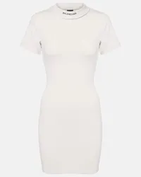 Balenciaga Abito corto in jersey di misto cotone Bianco