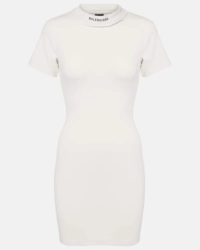 Balenciaga Abito corto in jersey di misto cotone Bianco