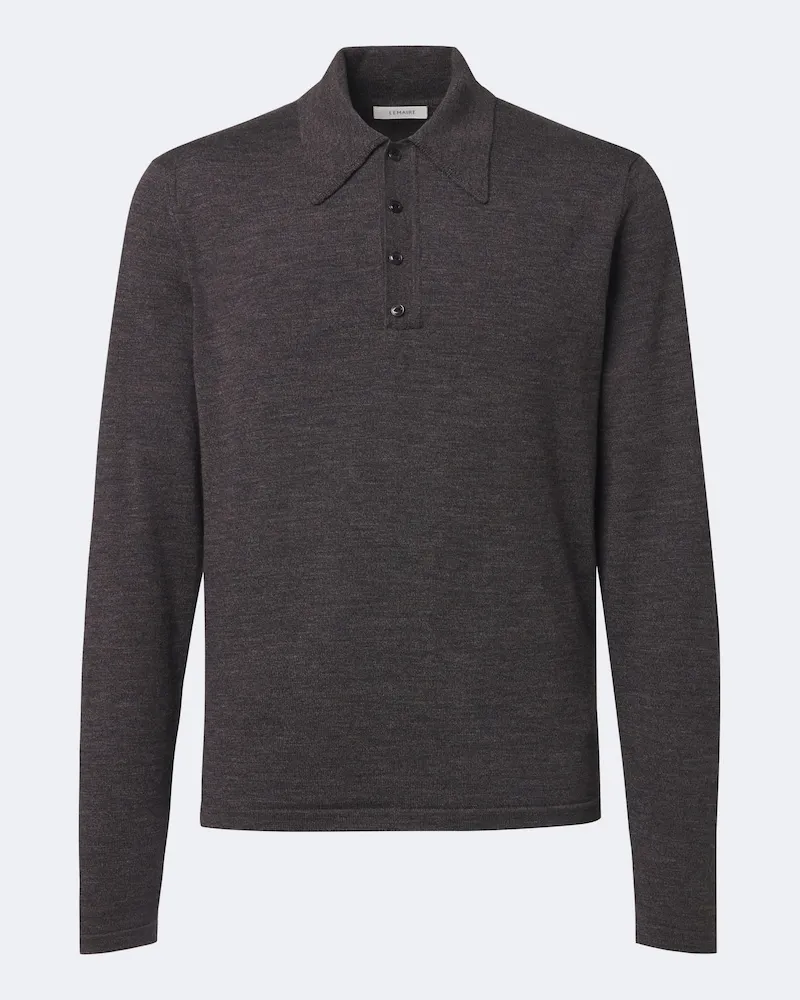 Christophe Lemaire Pullover polo in lana Marrone