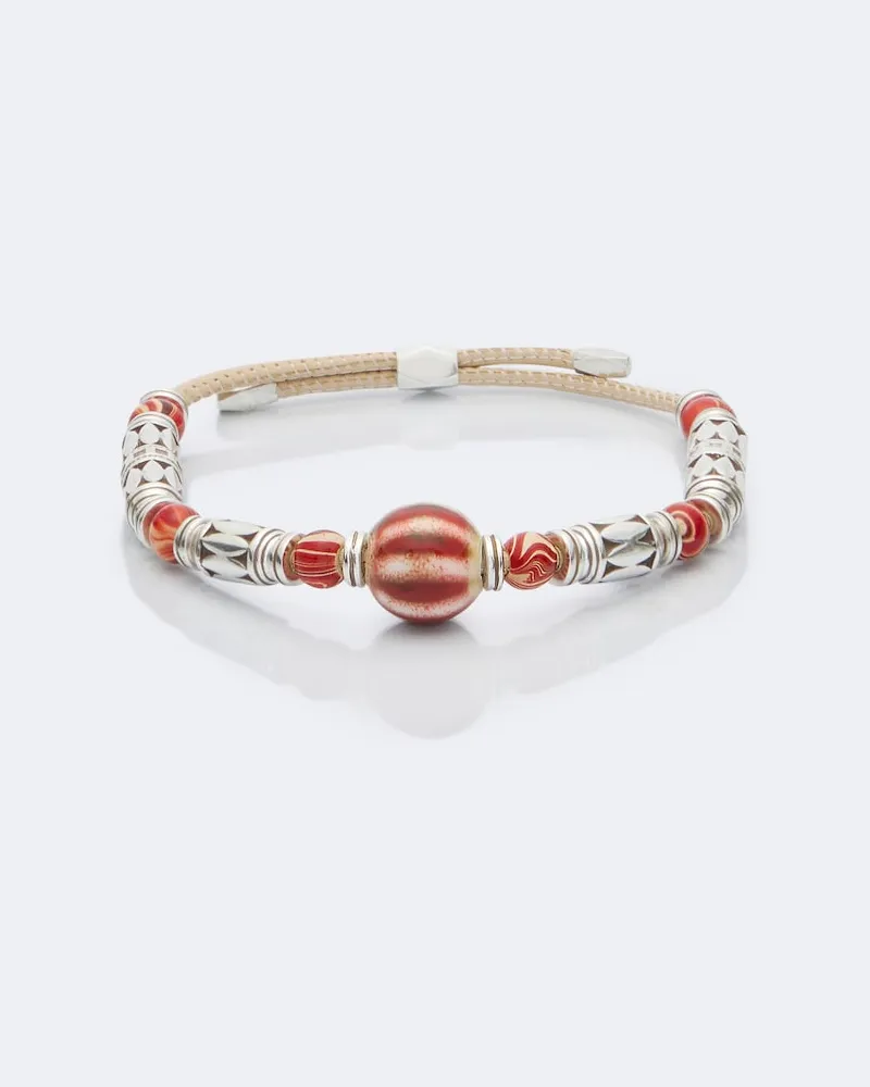 Isabel Marant Bracciale Janis in metallo e pelle con perline Multicolore