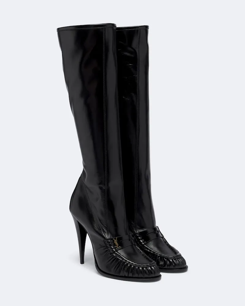 Saint Laurent Stivali Loafer Cassandre in pelle Nero
