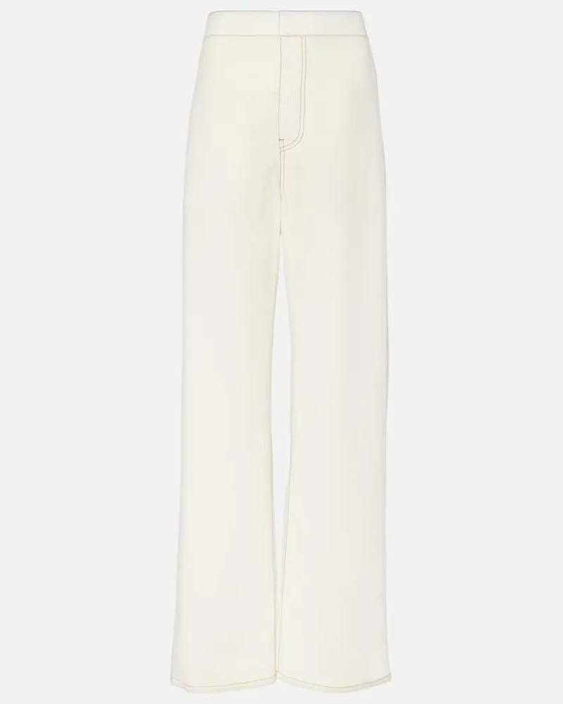 Alaïa AlaÃ¯a Pantaloni a gamba larga in misto lana Bianco