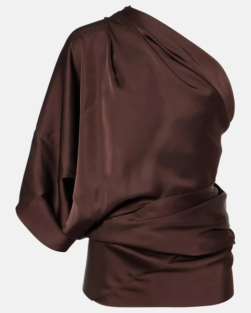 Rick Owens Top asimmetrico Hollywood in charmeuse Marrone