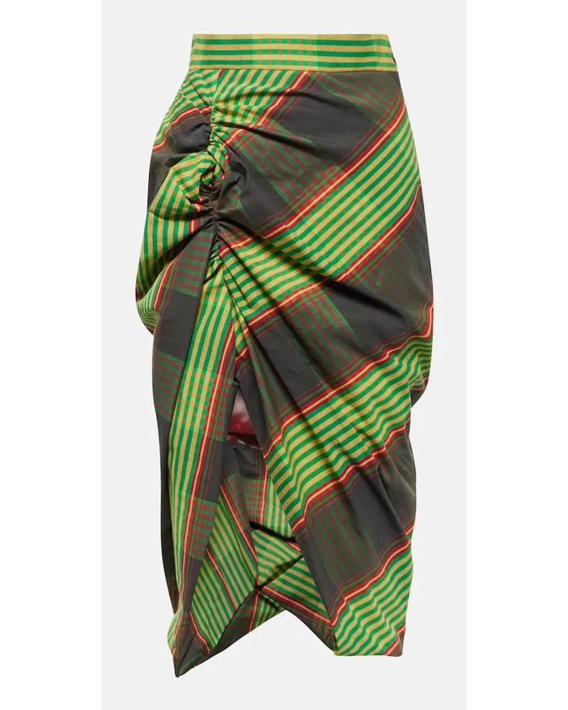 Vivienne Westwood Gonna midi Side Panther in cotone e lino Multicolore