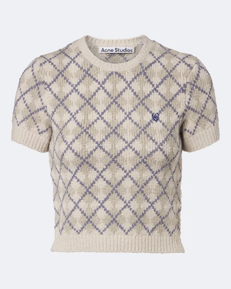 Acne Studios Pullover Argyle in misto cotone bouclé Grigio
