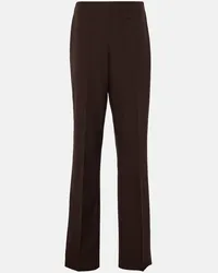 Ferragamo Pantaloni regular in lana a vita media Marrone