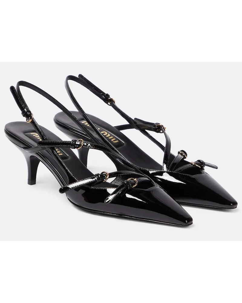 Miu Miu Pumps slingback in vernice Nero