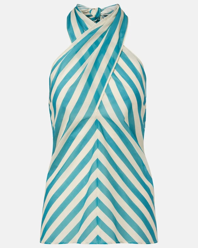 Eres Top Alter Ego in voile di cotone a righe Blu