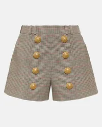 Balmain Shorts in misto lana principe di Galles Multicolore