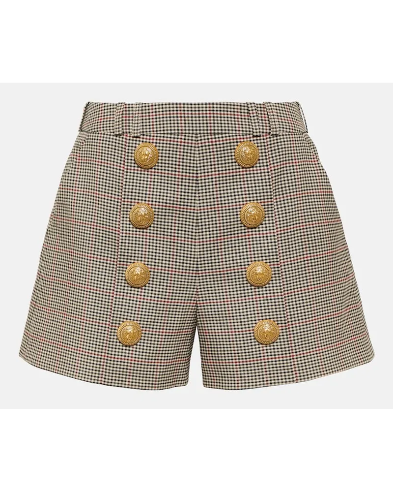 Balmain Shorts in misto lana principe di Galles Multicolore