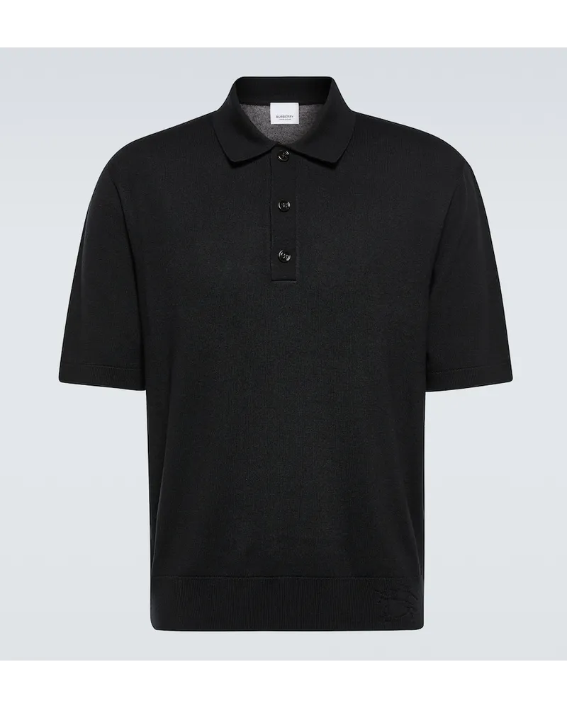 Burberry Polo in lana e seta Nero