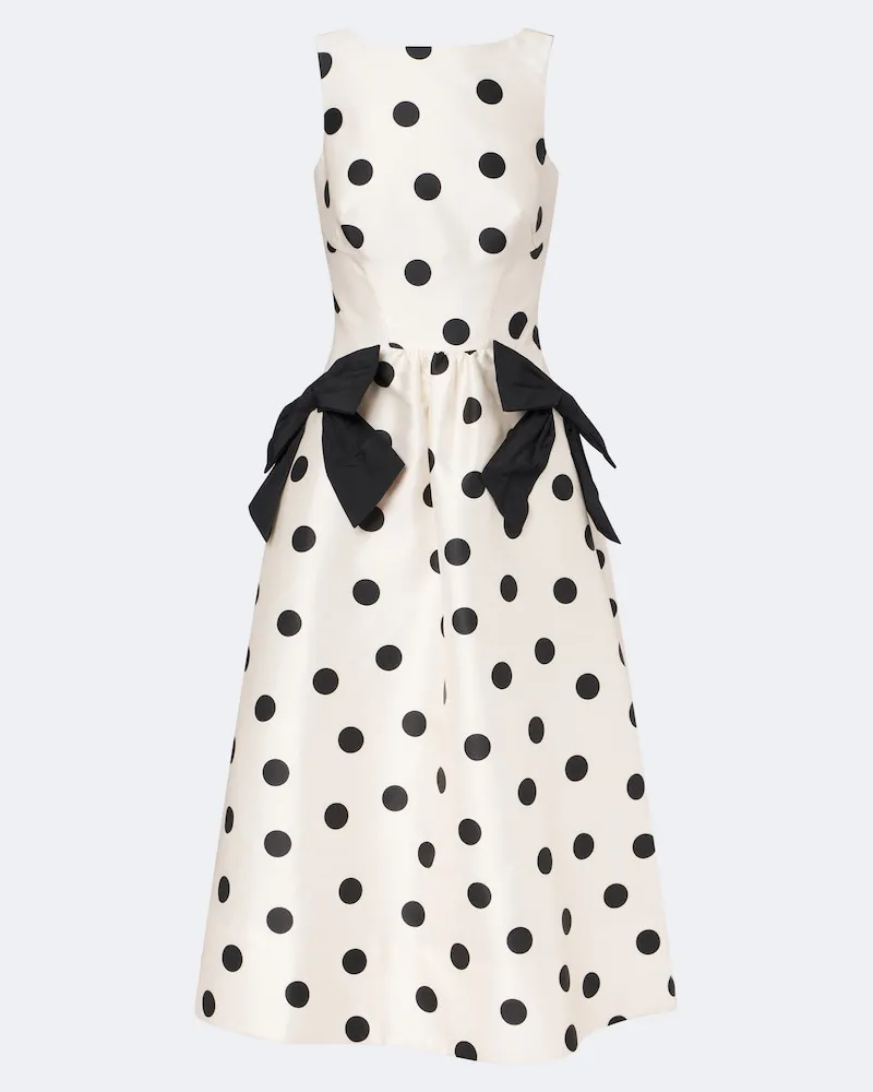 Rebecca Vallance Abito midi a pois con fiocco Bianco