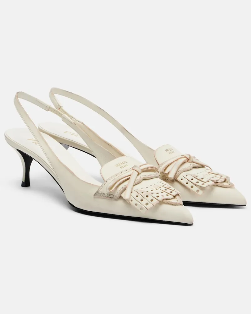 Prada Pumps slingback in pelle con fiocco Bianco
