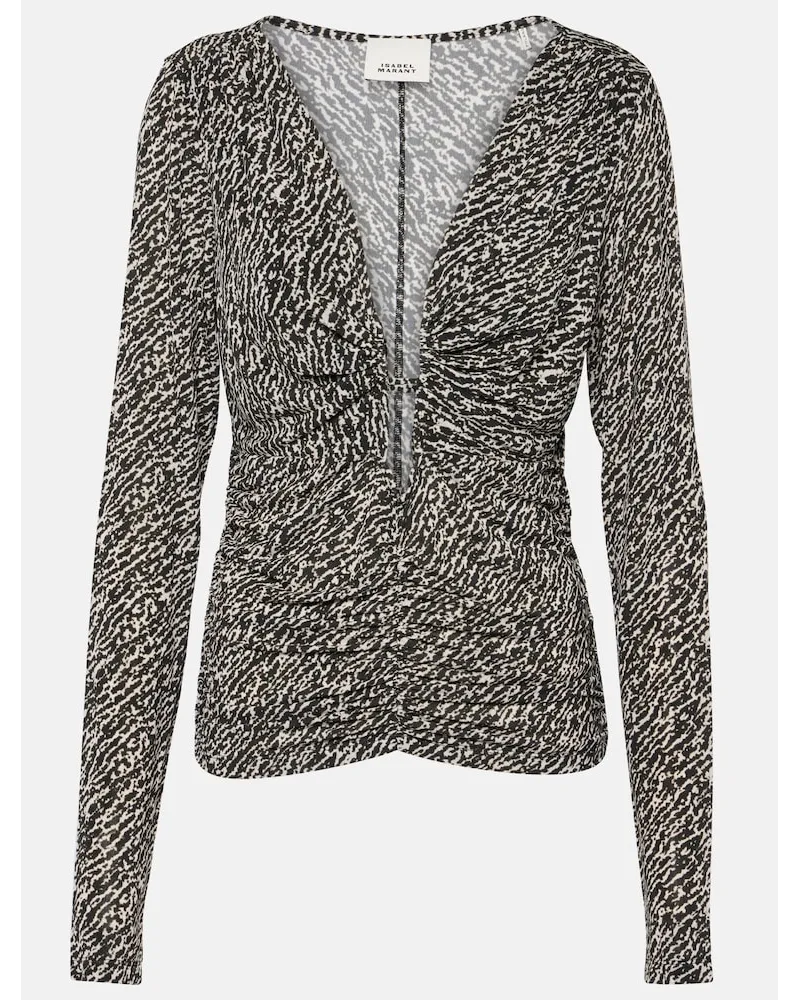 Isabel Marant Top Laura in jersey con stampa e volant Multicolore