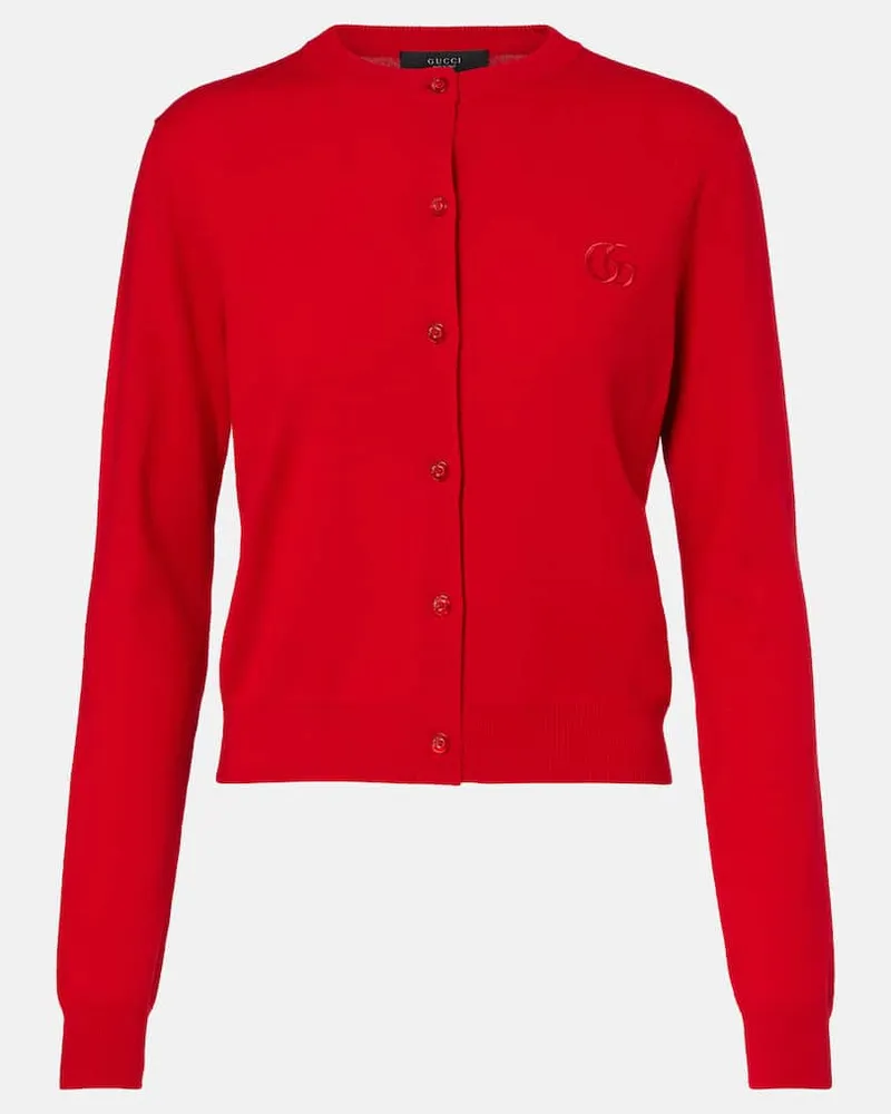 Gucci Cardigan Double G in lana Rosso