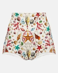 Dolce & Gabbana Shorts Capri a vita alta con stampa Bianco