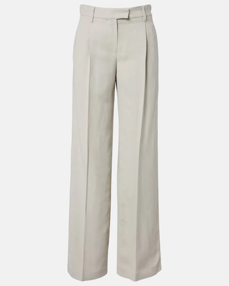 Brunello Cucinelli Pantaloni a gamba larga con monili Grigio