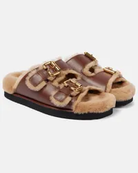 Chloé Chloé Sandali Nil in pelle con shearling Marrone