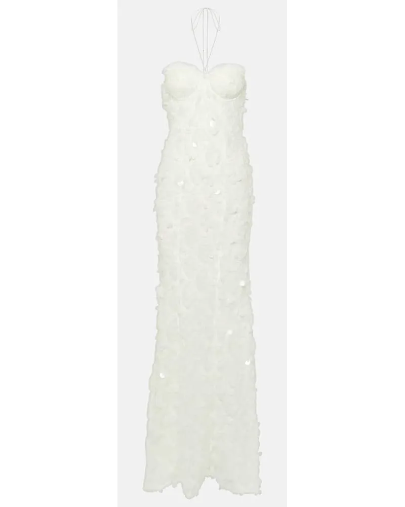 ROTATE Birger Christensen Bridal - Abito lungo in tulle con paillettes Bianco