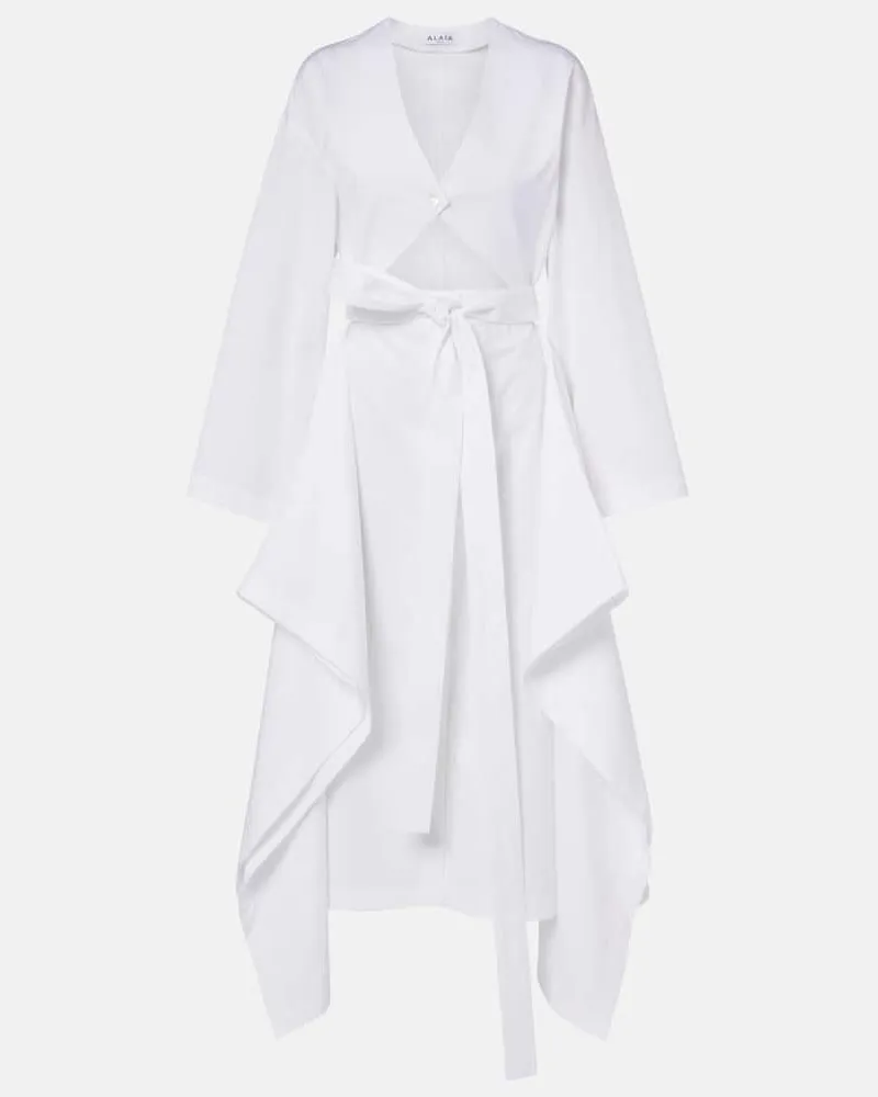 Alaïa AlaÃ¯a Abito midi in popeline di cotone con cut-out Bianco