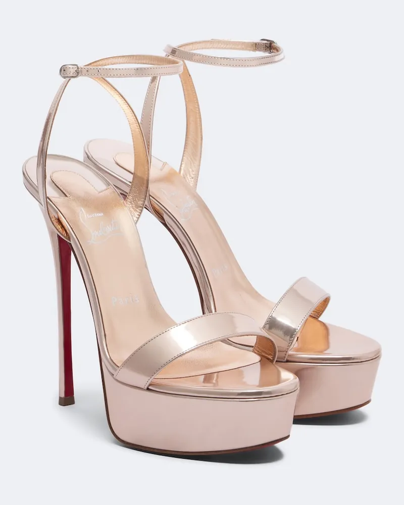 Christian Louboutin Sandali Loubi Queen Alta in pelle con plateau Metallizzato